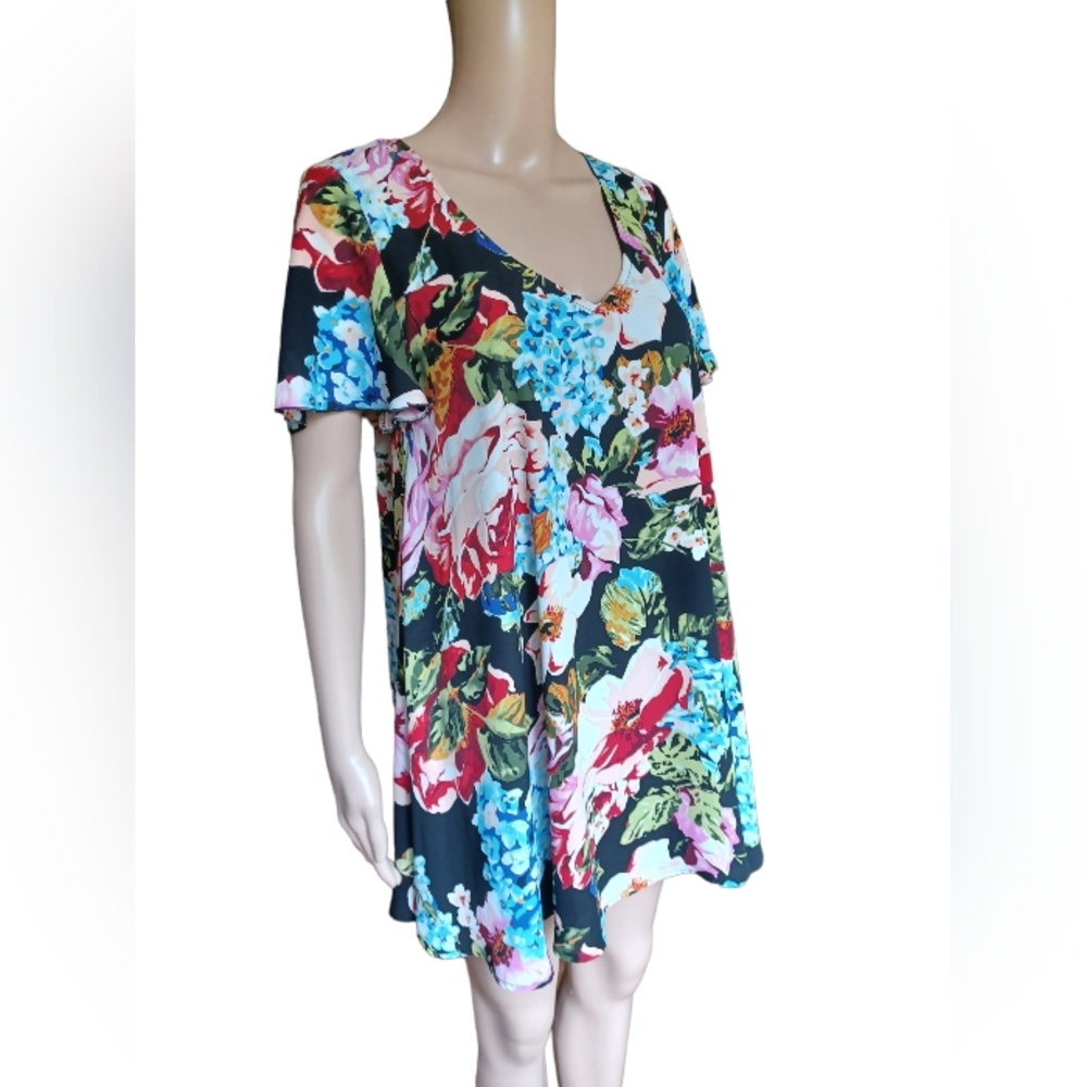 Show Me Your Mumu Womens Short Sleeved Multicolor Short Shift Dress Size Medium